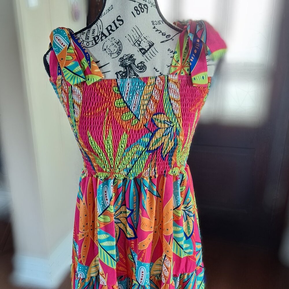 Bohemian Tropical Print Summer Maxi Dress